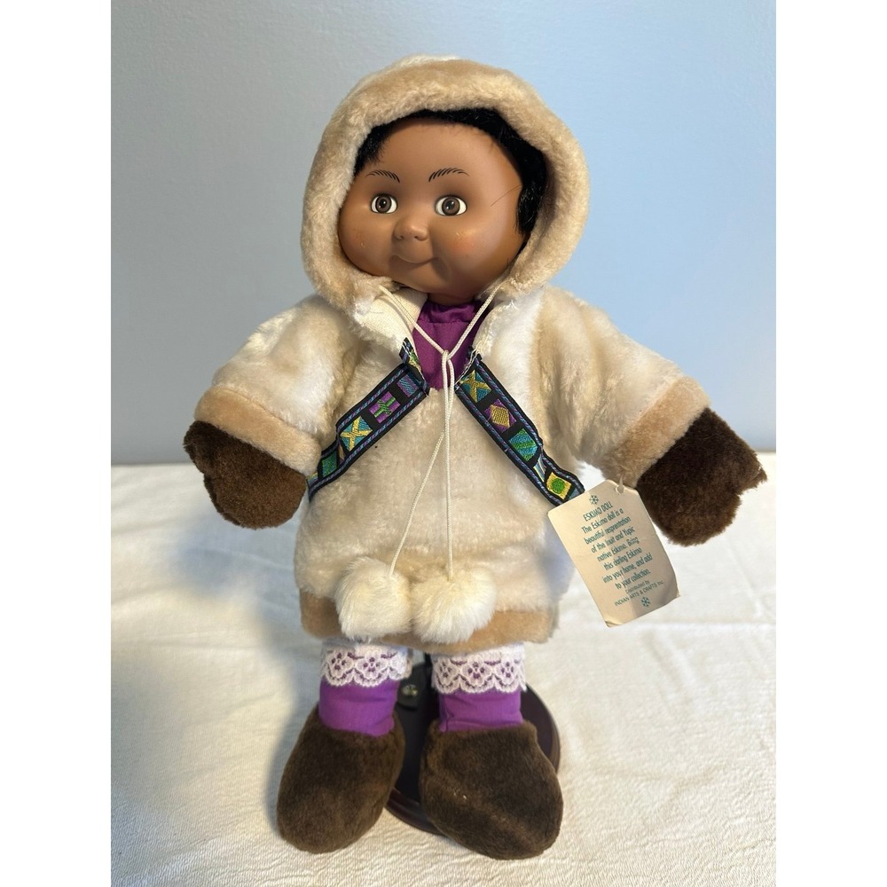 VTG PLUSH‎ DOLL ESKIMO WITH STAND